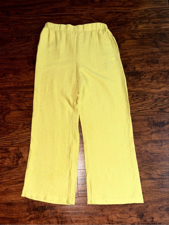 Sincerly Jules Pants - Sincerely Jules Yellow Wide Leg Pants Lightweight Elastic Waist Linen Style